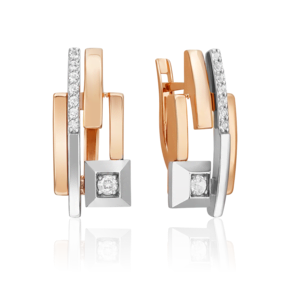 Серьги с английским замком из комбинированного золота с натуральными топазами white 02-5040-00-201-1111