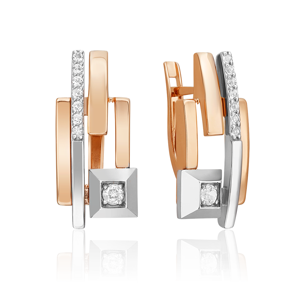 Серьги с английским замком из комбинированного золота с натуральными топазами white 02-5040-00-201-1111