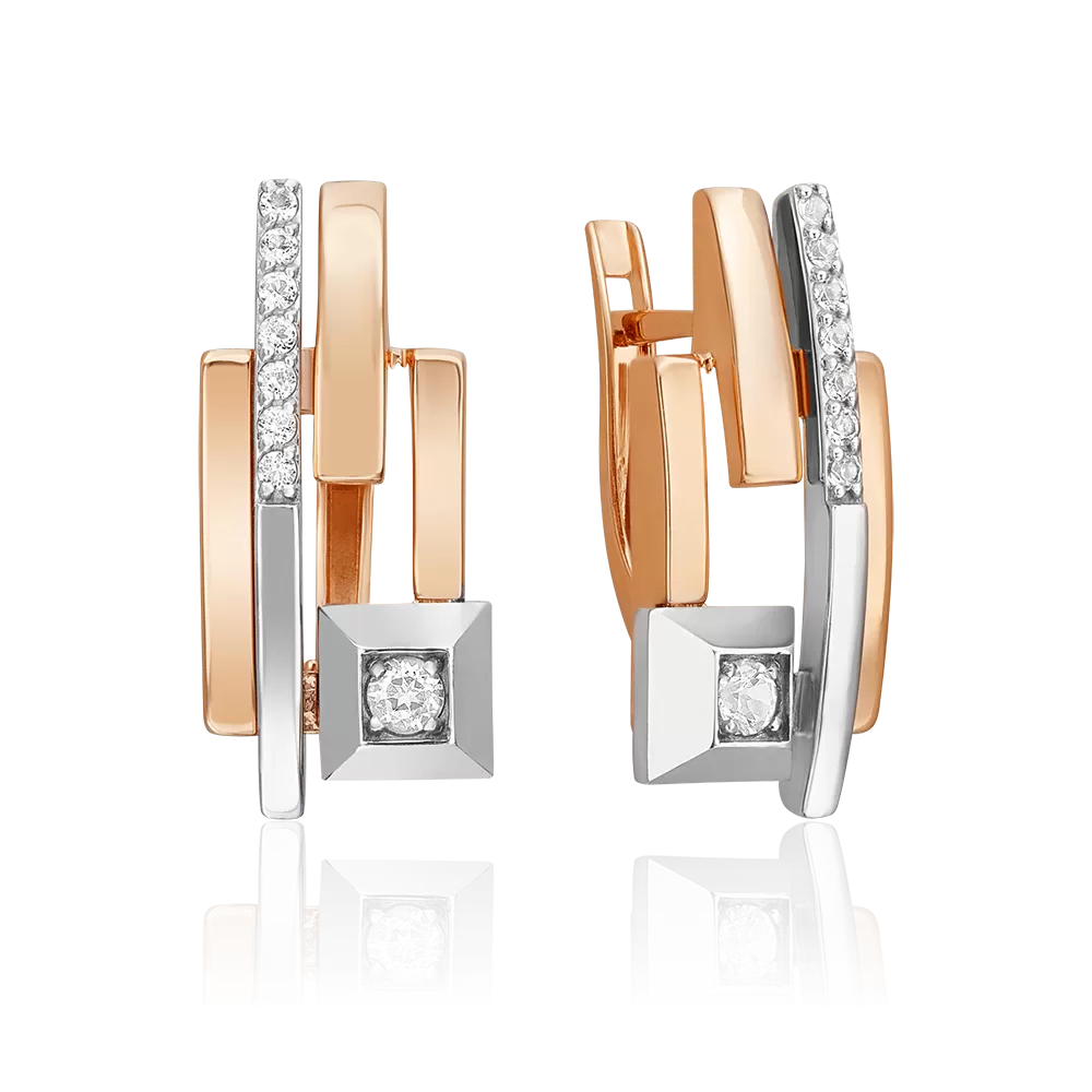 Серьги с английским замком из комбинированного золота с натуральными топазами white 02-5040-00-201-1111