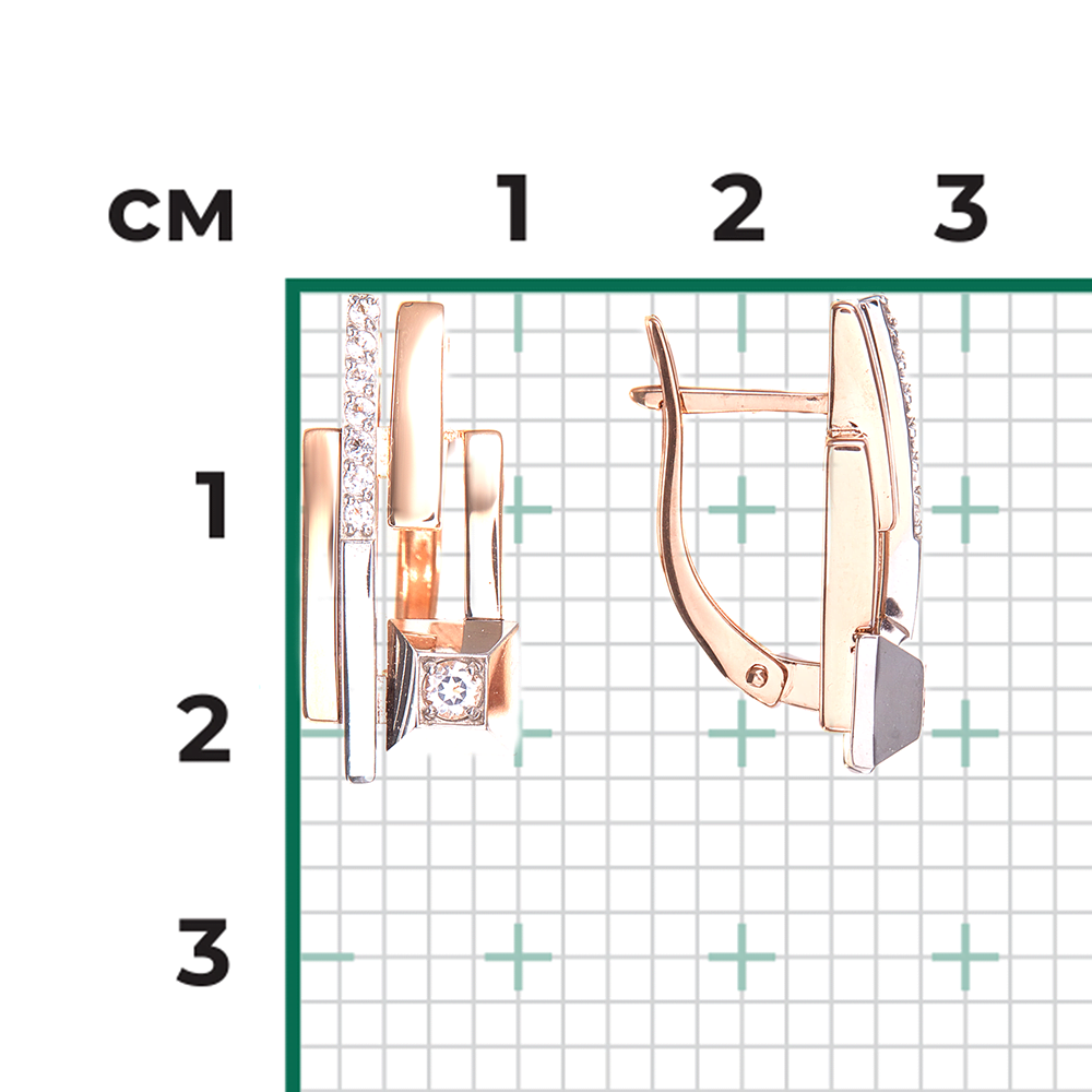 Серьги с английским замком из комбинированного золота с натуральными топазами white 02-5040-00-201-1111