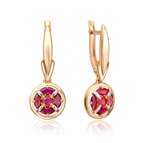 Серьги с английским замком из красного золота с рубинами 02-5509-00-104-1110