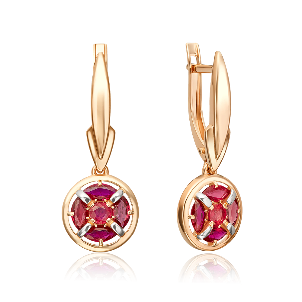 Серьги с английским замком из красного золота с рубинами 02-5509-00-104-1110