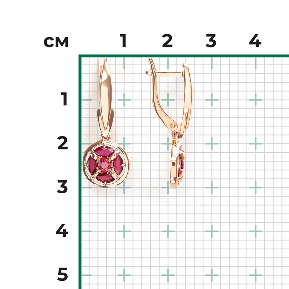 Серьги с английским замком из красного золота с рубинами 02-5509-00-104-1110