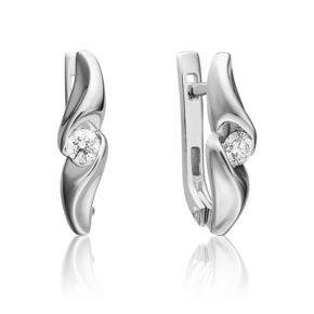 Серьги с английским замком из белого золота с бриллиантом 02-3836-00-101-1120-30