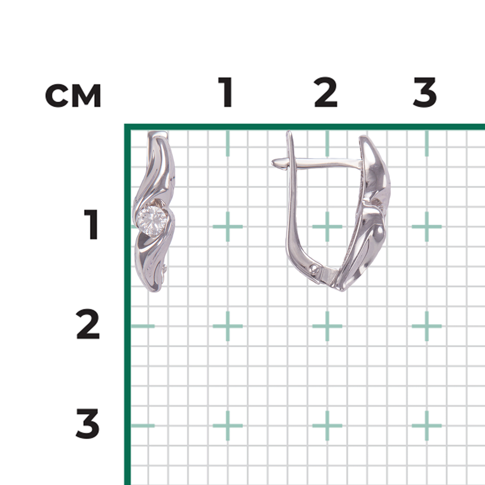 Серьги с английским замком из белого золота с бриллиантом 02-3836-00-101-1120-30