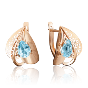 Серьги с английским замком из красного золота с топазом 02-3837-00-201-1110-46