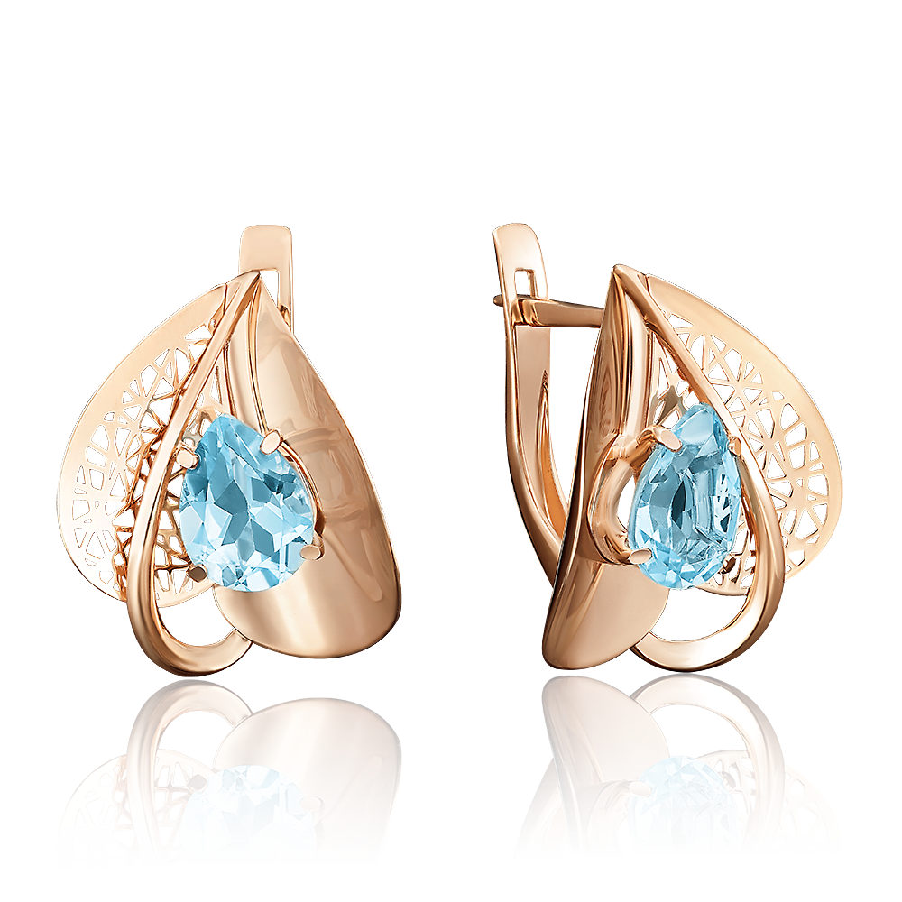 Серьги с английским замком из красного золота с топазом 02-3837-00-201-1110-46