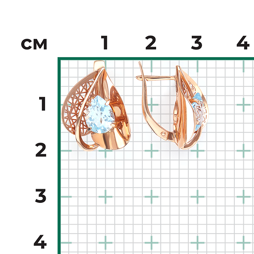 Серьги с английским замком из красного золота с топазом 02-3837-00-201-1110-46