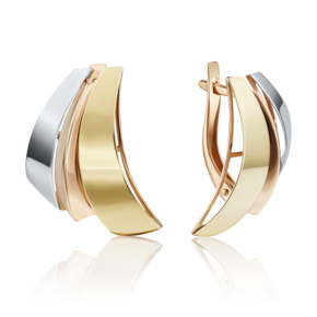 Серьги с английским замком из комбинированного золота 02-3840-00-000-1140-48