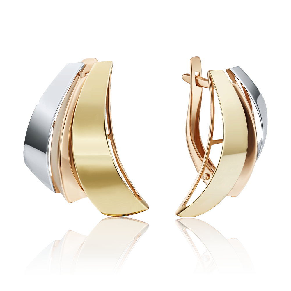 Серьги с английским замком из комбинированного золота 02-3840-00-000-1140-48