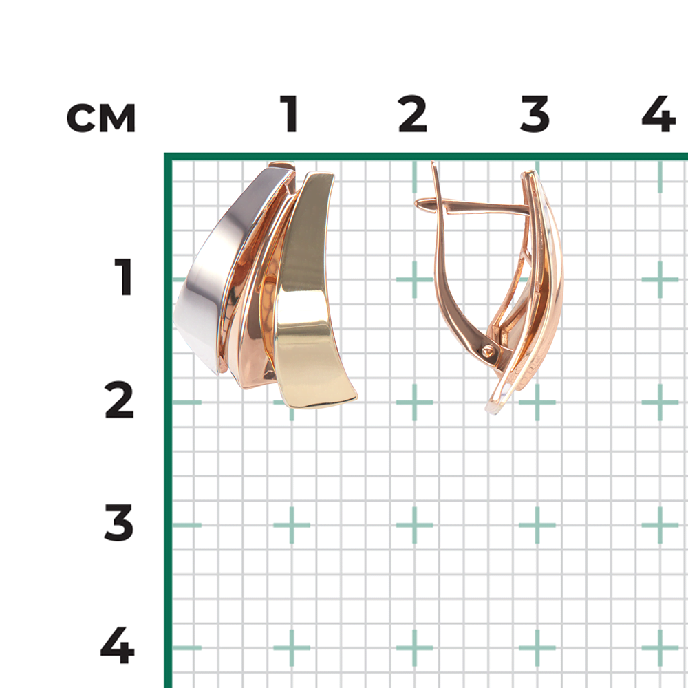 Серьги с английским замком из комбинированного золота 02-3840-00-000-1140-48