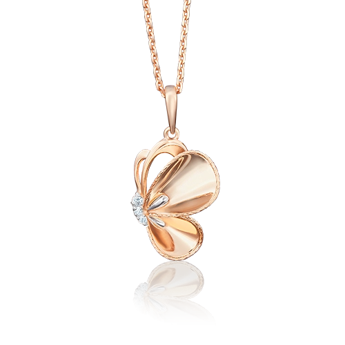 Подвеска «Мотылёк» из красного золота с фианитами 03-2620-00-401-1110-03