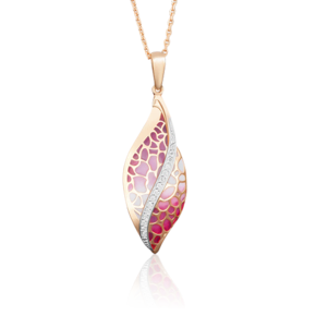 Подвеска из красного золота с фианитами и эмалью 03-2621-00-401-1110-48