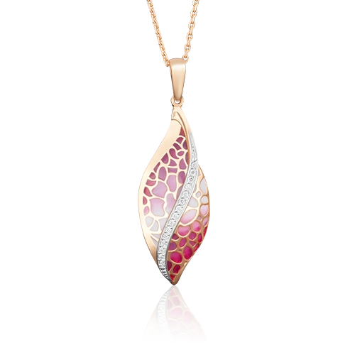 Подвеска из красного золота с фианитами и эмалью 03-2621-00-401-1110-48