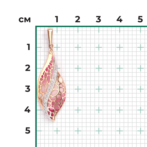 Подвеска из красного золота с фианитами и эмалью 03-2621-00-401-1110-48