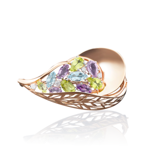 Брошь из красного золота с миксом камней 04-0150-00-248-1110-46