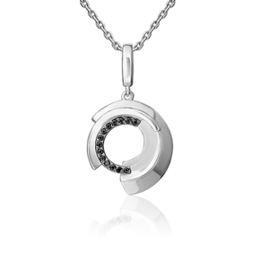 Подвеска из серебра с чёрными фианитами 03-3405-00-402-0200