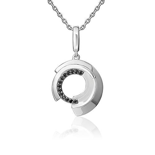 Подвеска из серебра с чёрными фианитами 03-3405-00-402-0200