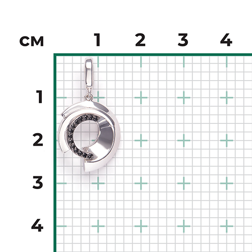 Подвеска из серебра с чёрными фианитами 03-3405-00-402-0200