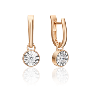 Серьги с английским замком из комбинированного золота с бриллиантом 02-4531-00-101-1111-30