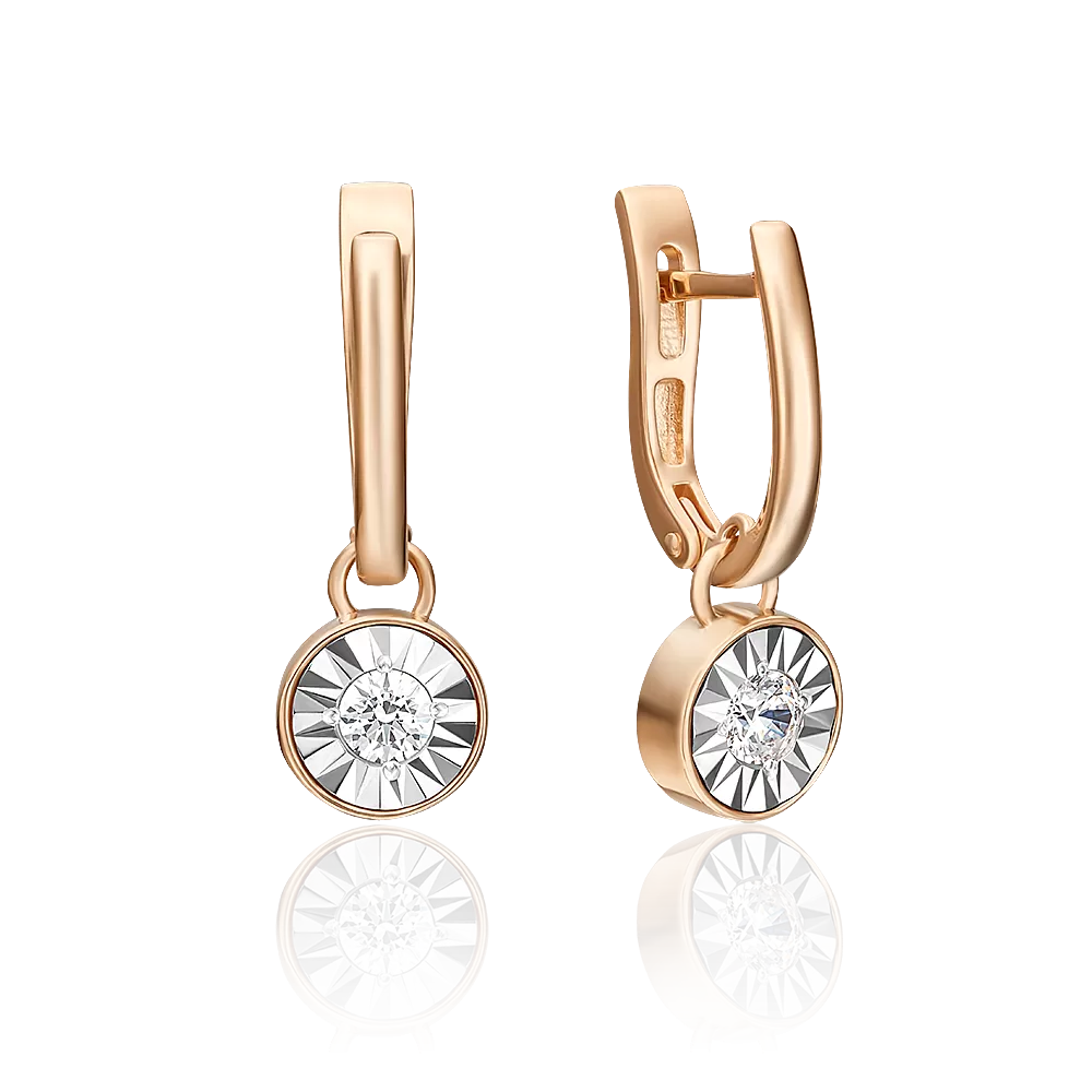 Серьги с английским замком из комбинированного золота с бриллиантом 02-4531-00-101-1111-30