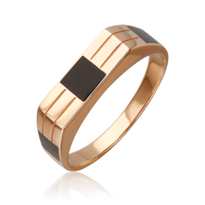 Печатка из красного золота с эмалью 01-3619-00-000-1110-25