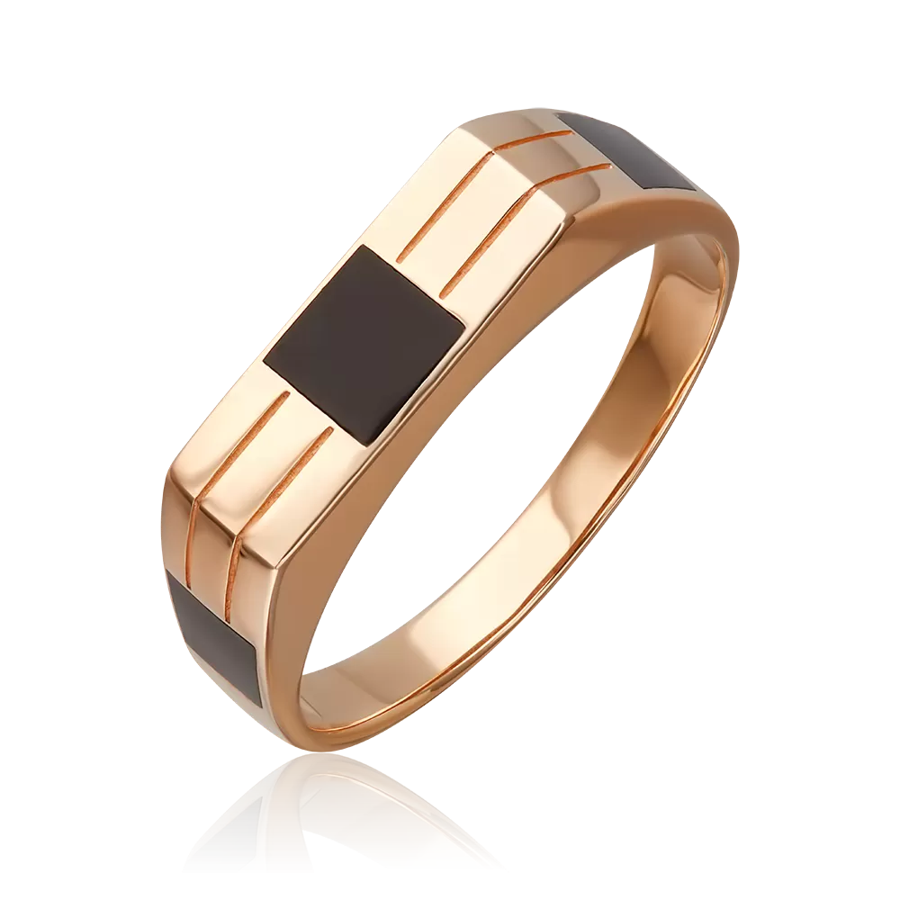 Печатка из красного золота с эмалью 01-3619-00-000-1110-25