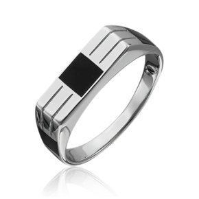 Печатка из белого золота с эмалью 01-3620-00-000-1120-25