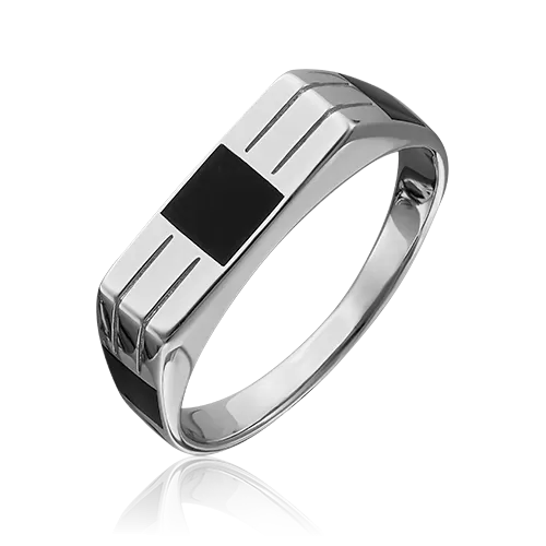 Печатка из белого золота с эмалью 01-3620-00-000-1120-25