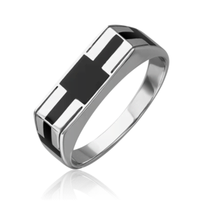 Печатка из белого золота с эмалью 01-3622-00-000-1120-25