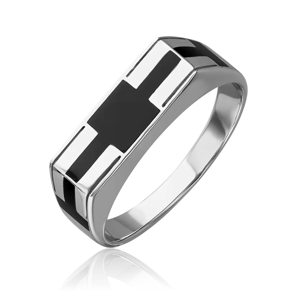 Печатка из белого золота с эмалью 01-3622-00-000-1120-25