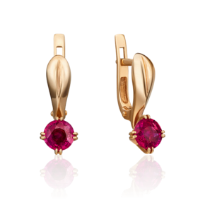 Серьги с английским замком из красного золота с рубином