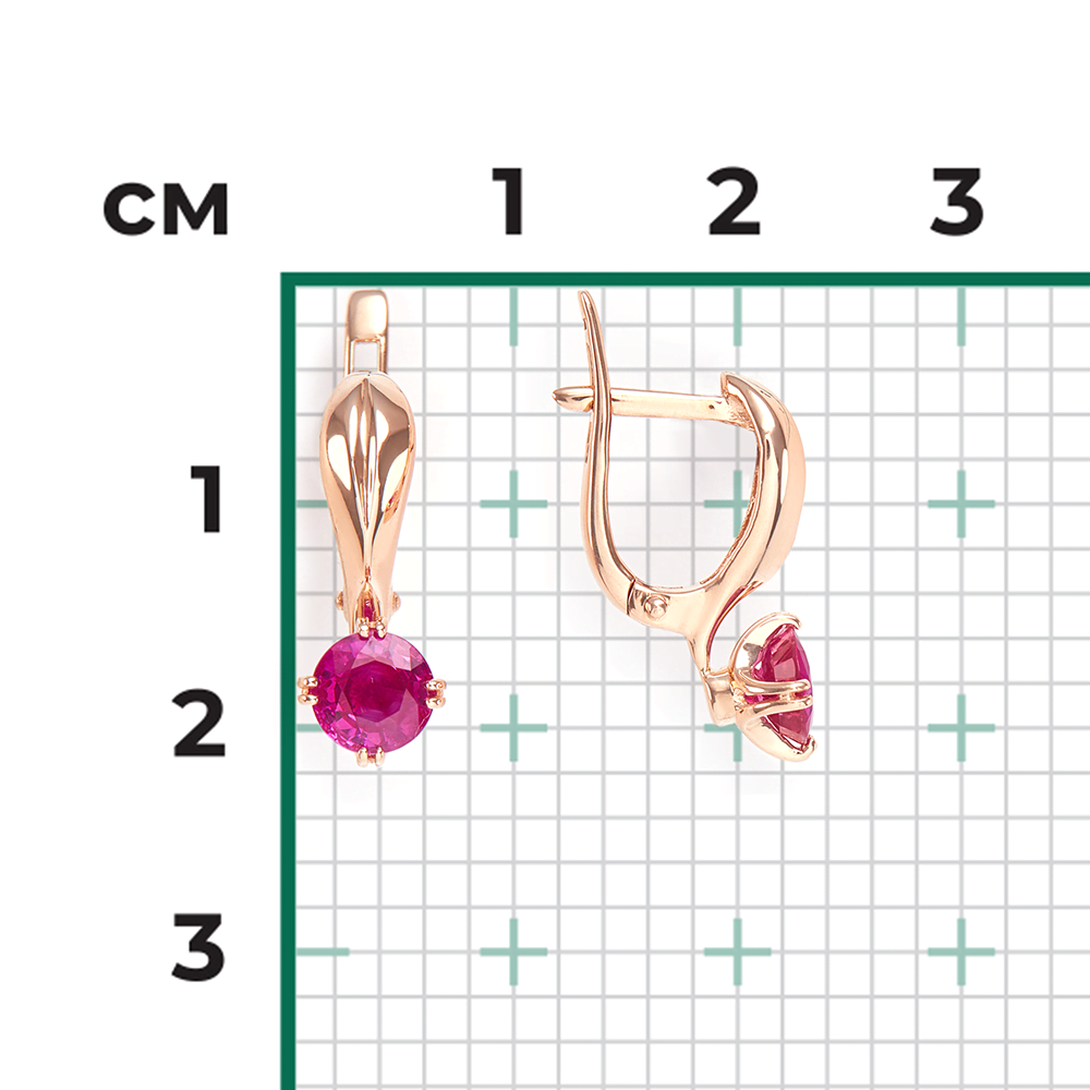 Серьги с английским замком из красного золота с рубином 02-0520-00-104-1110-30