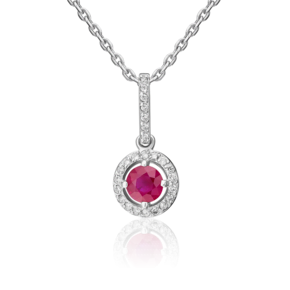 Подвеска из белого золота с рубином и бриллиантами