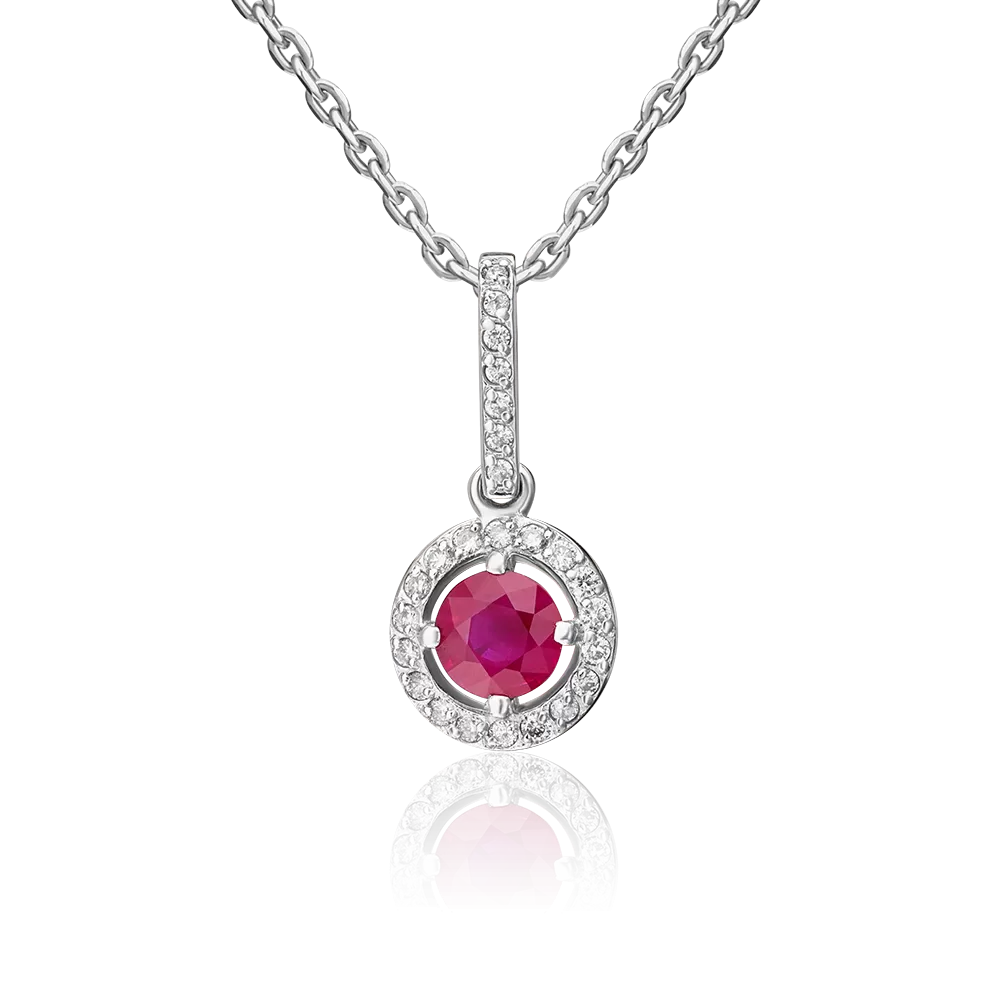 Подвеска из белого золота с рубином и бриллиантами 03-0408-00-107-1120-30