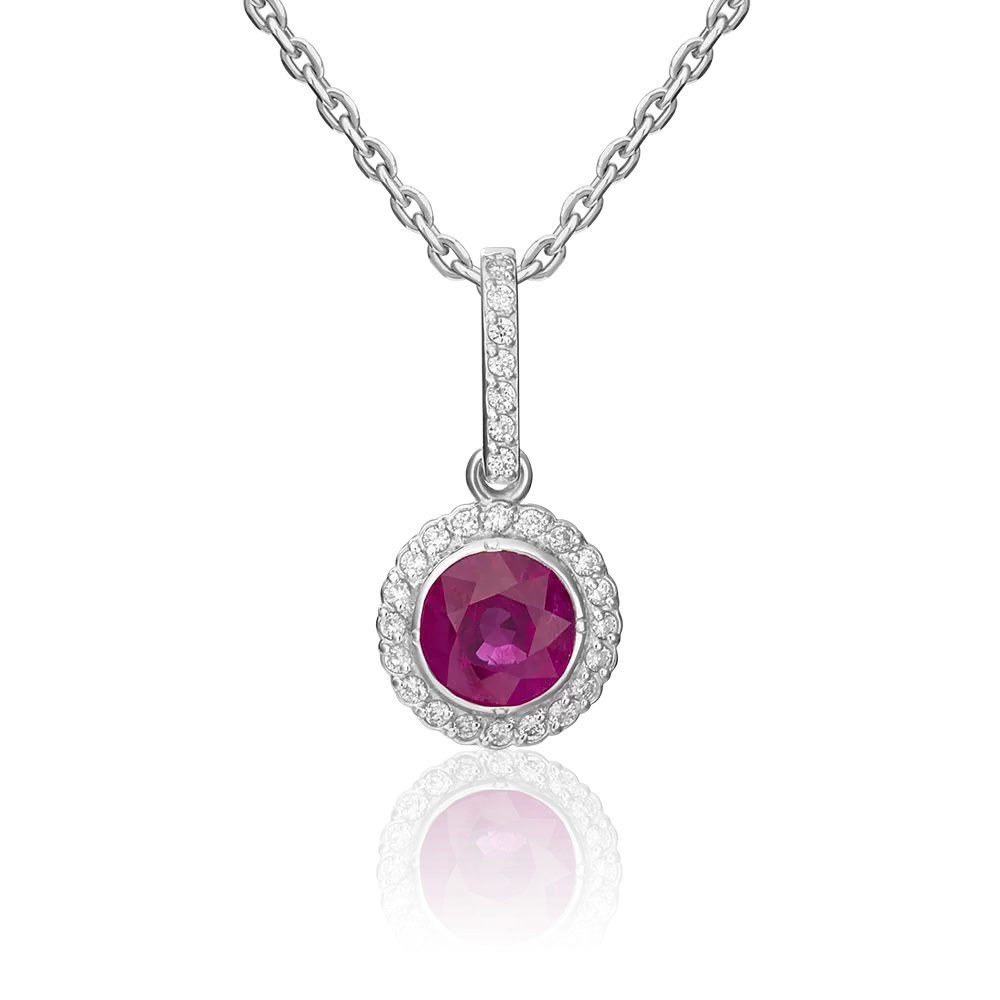 Подвеска из белого золота с рубином и бриллиантами 03-0410-00-107-1120-30