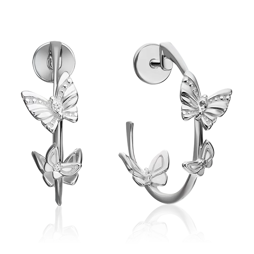 Серьги-пусеты «Бабочки» из серебра с сапфирами 02-4661-00-102-0200-72