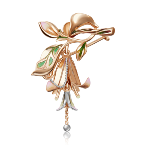 Брошь «Колокольчик» из красного золота с эмалью 04-0202-00-000-1110-59