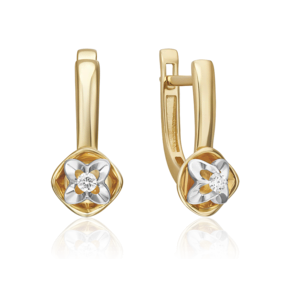 Серьги с английским замком из комбинированного золота с бриллиантом 02-5343-00-101-1121