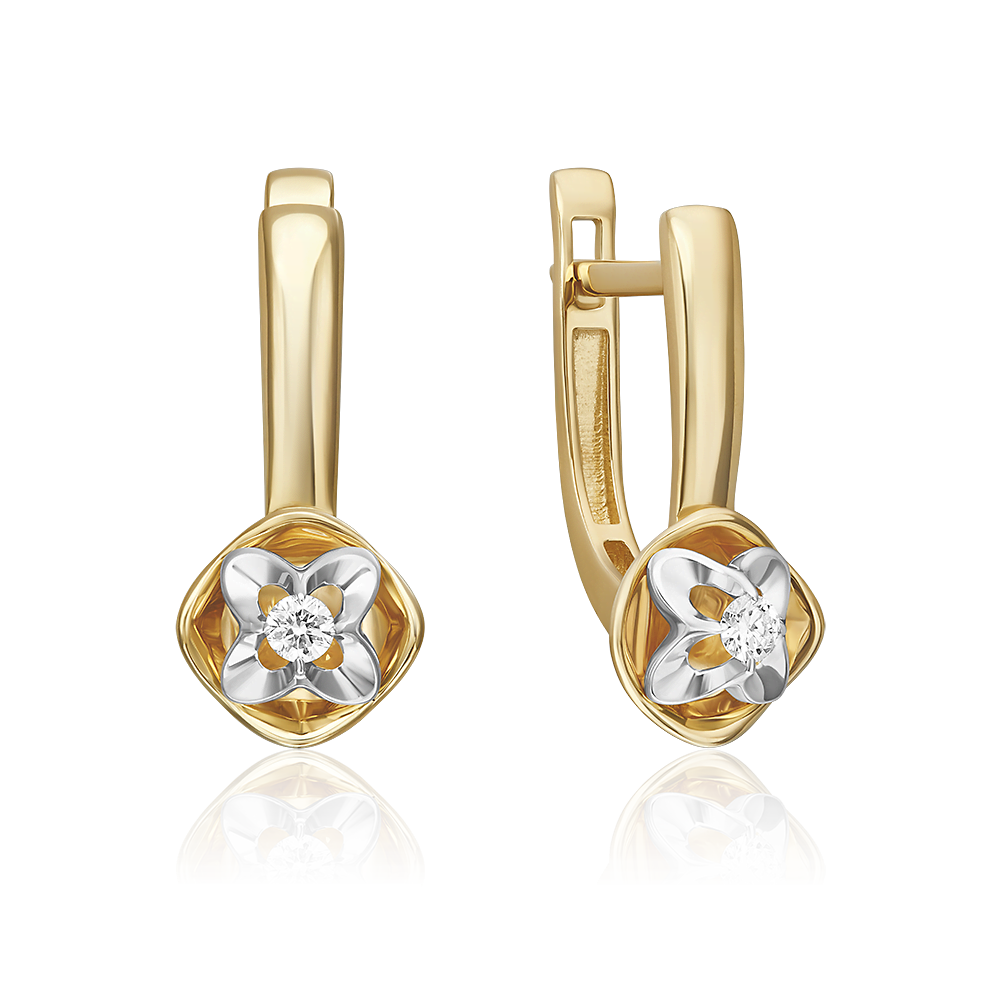 Серьги с английским замком из комбинированного золота с бриллиантом 02-5343-00-101-1121