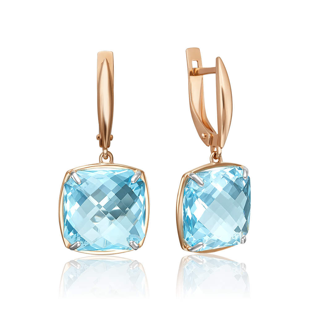 Серьги с английским замком из красного золота с топазом 02-4425-00-201-1110-46