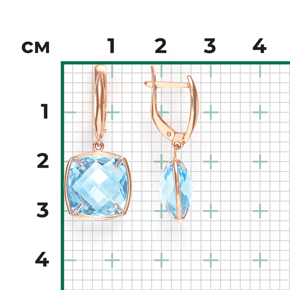 Серьги с английским замком из красного золота с топазом 02-4425-00-201-1110-46