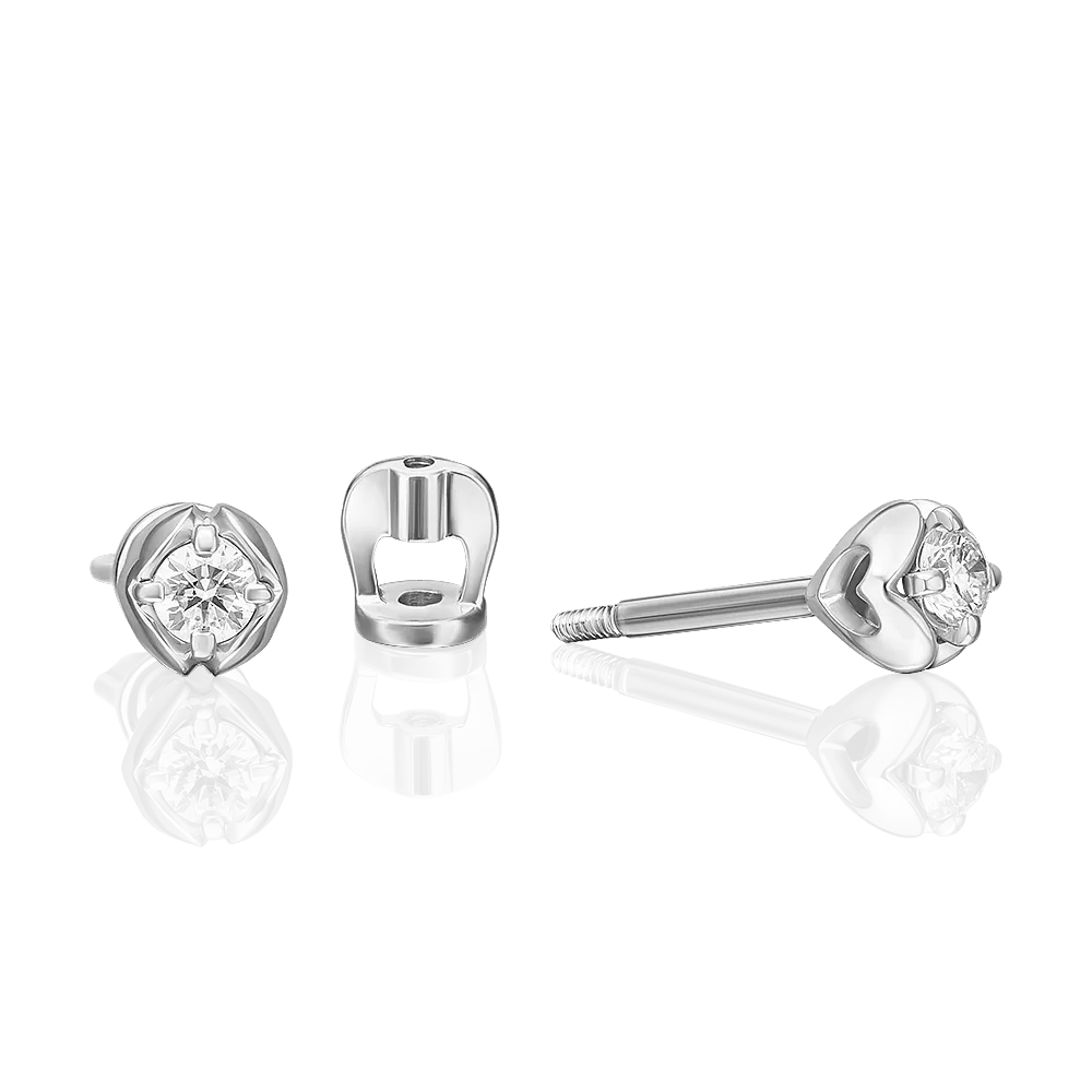 Серьги-пусеты из белого золота с бриллиантом 02-5337-00-101-1120