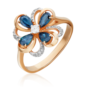 Кольцо из красного золота с сапфирами и бриллиантами 01-1465-00-105-1110-30