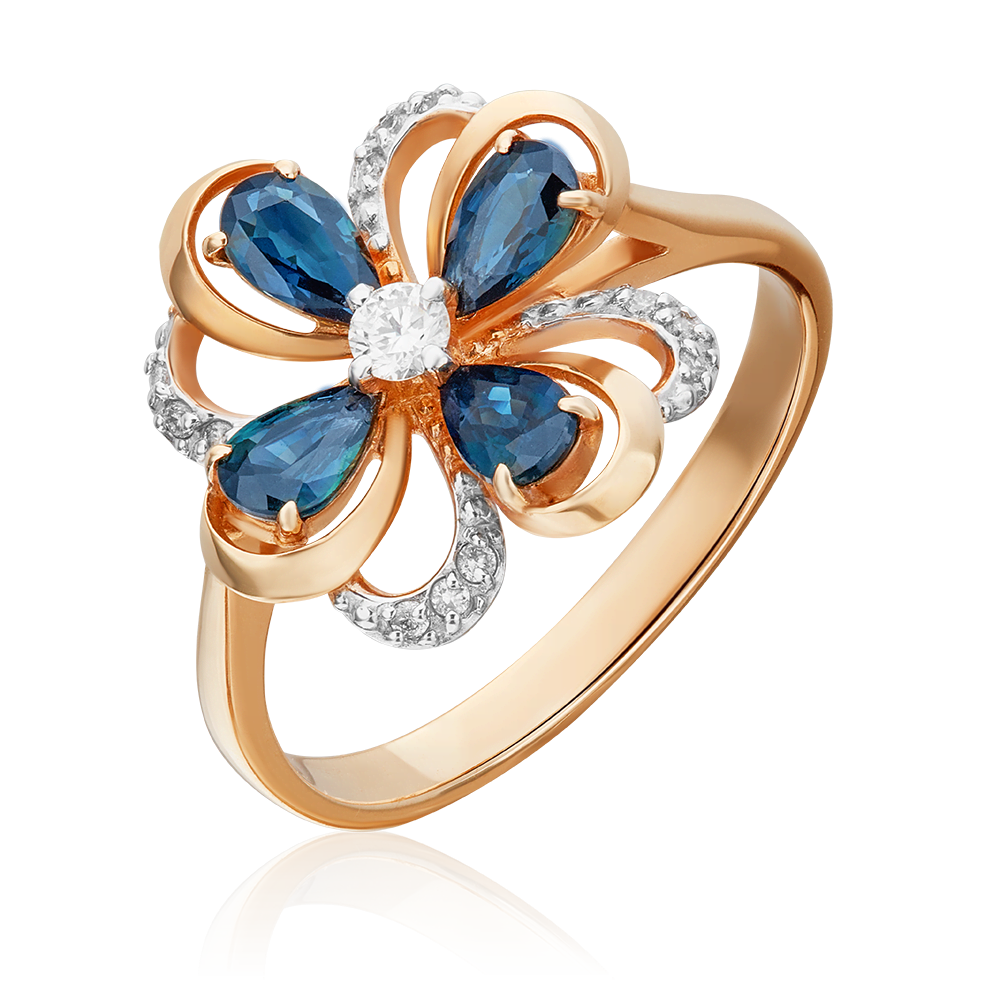 Кольцо из красного золота с сапфирами и бриллиантами 01-1465-00-105-1110-30