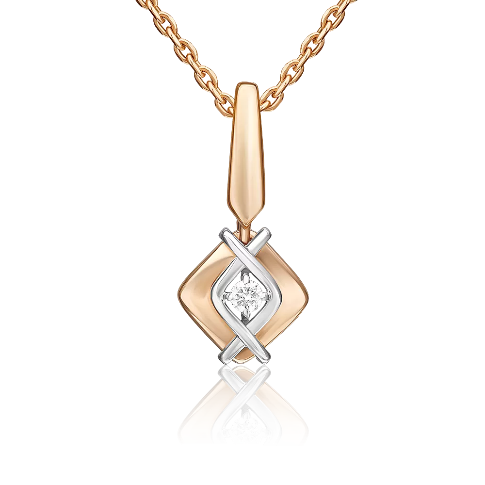 Подвеска из комбинированного золота с бриллиантом 03-3530-00-101-1111