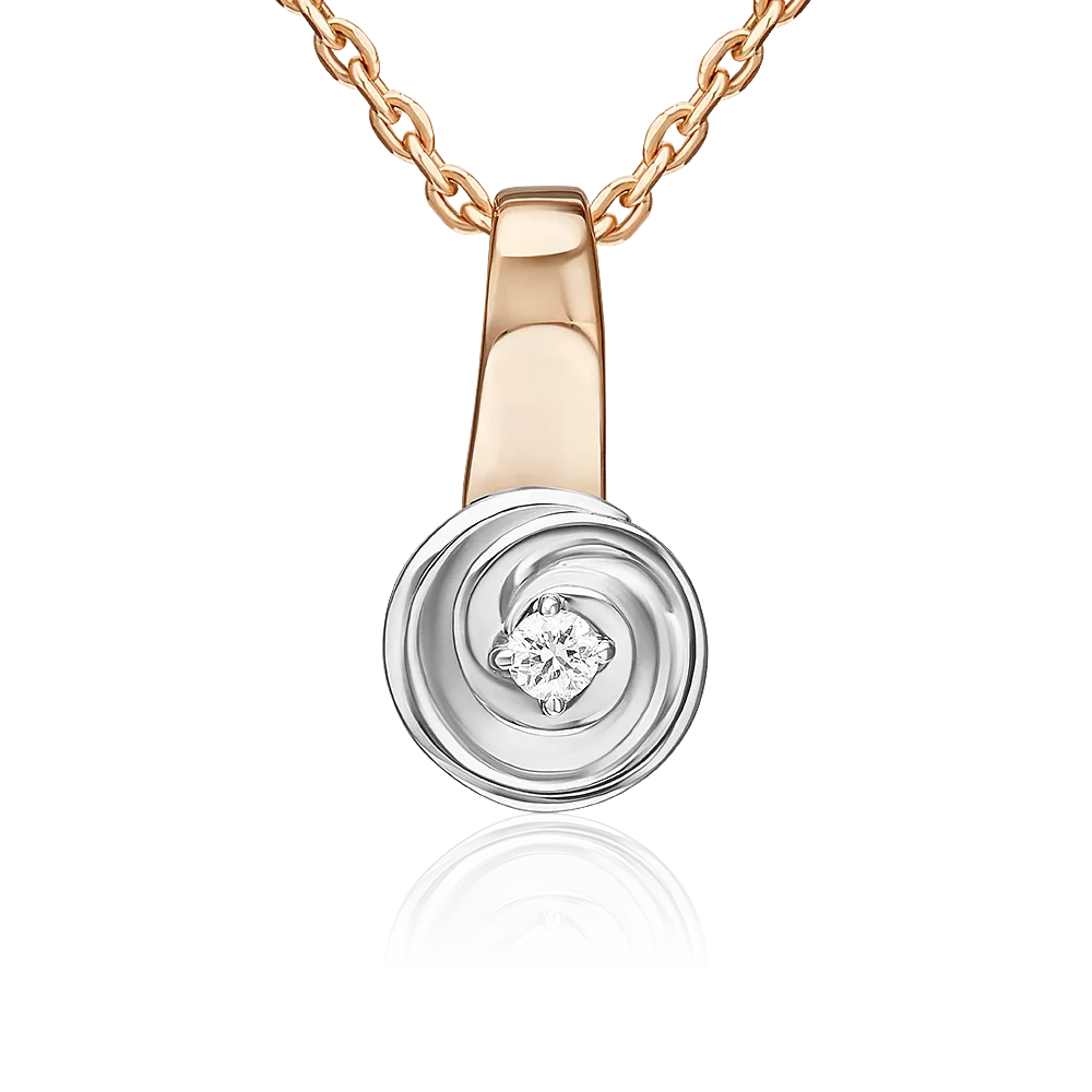 Подвеска из комбинированного золота с бриллиантом 03-3522-01-101-1111