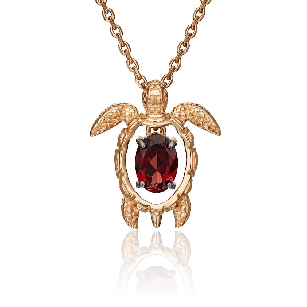 Подвеска «Черепаха» из красного золота с гранатом 03-3060-00-204-1110-57