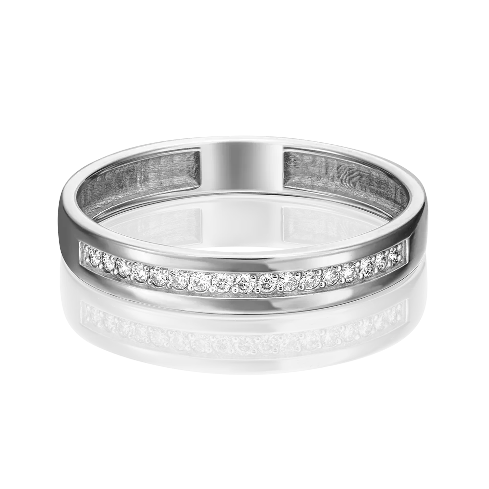 Обручальное кольцо из белого золота с бриллиантами 01-1484-00-101-1120-30