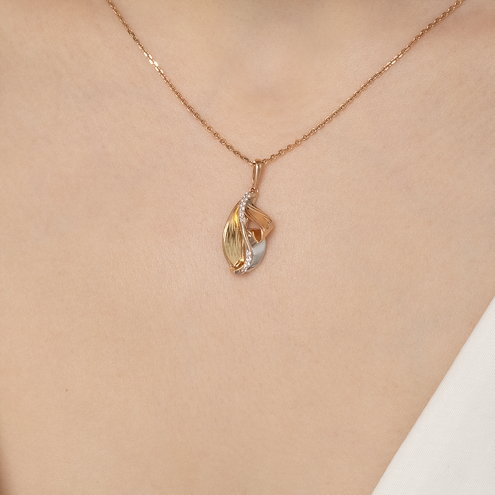 Подвеска из комбинированного золота с фианитами 03-2858-00-401-1113-48